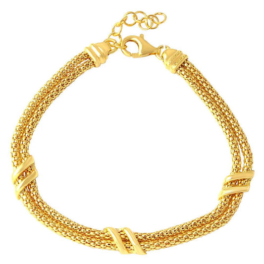 Silver 925 Gold Plated 6 Bar Italian Bracelets - ARB00023GP | Silver Palace Inc.