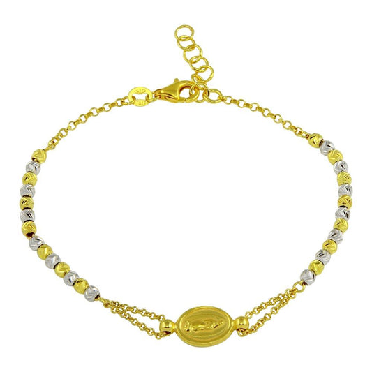 Silver 925 Gold Plated Lady of Guadalupe Beaded Bracelets - ARB00029GP | Silver Palace Inc.
