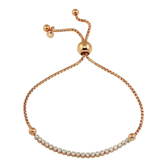 Silver 925 Rose Gold Plated Adjustable CZ Bracelets - ARB00033RGP | Silver Palace Inc.