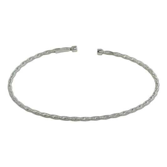 Silver 925 Rhodium Plated Twisted Thin Rope Bangles - ARB00034RH | Silver Palace Inc.