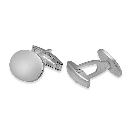 Silver 925 Engravable Plain Oval Cufflink - ARC00005 | Silver Palace Inc.