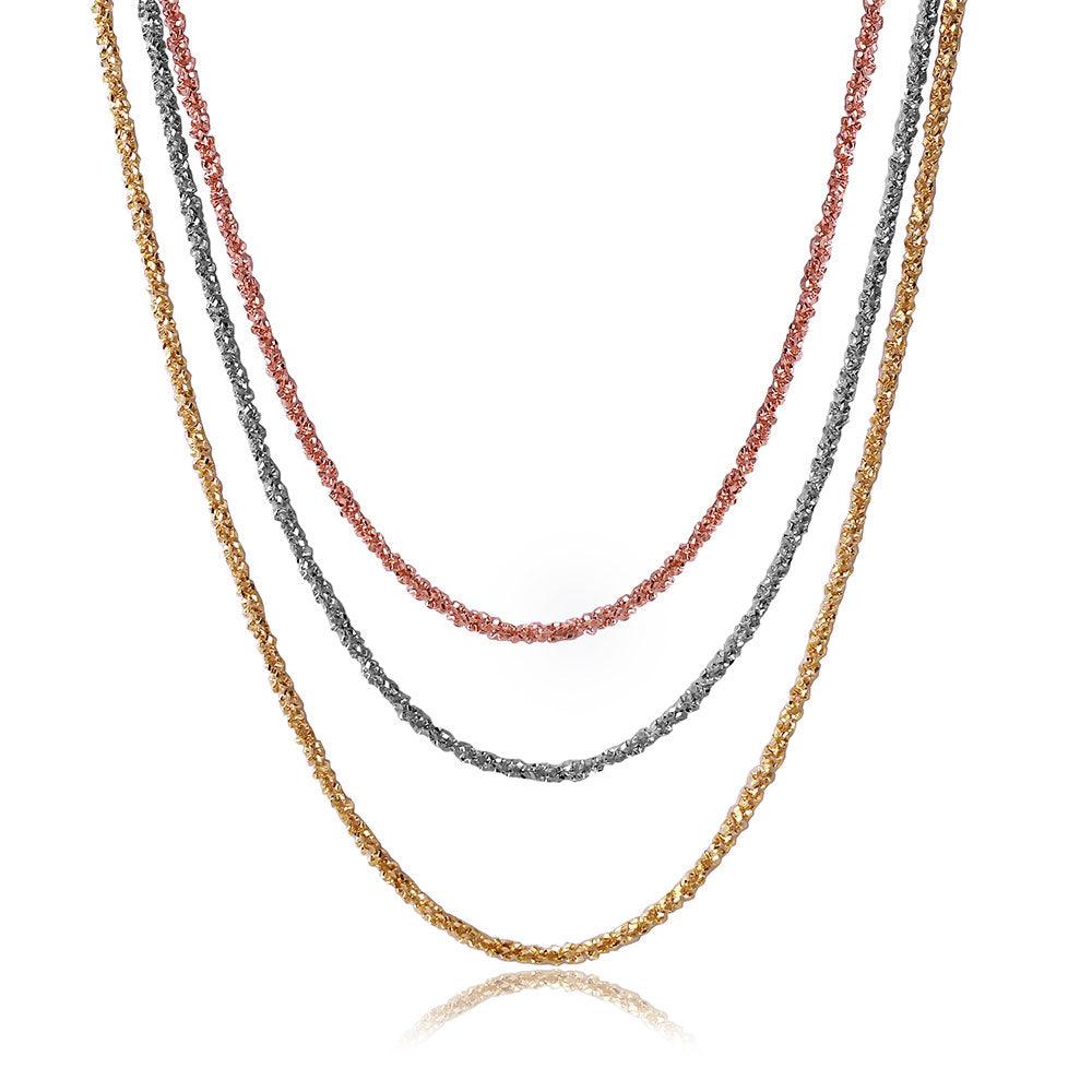 Silver 925 3 Toned Plated 3 Stands Roc Italian Chain - ARN00001TRI | Silver Palace Inc.