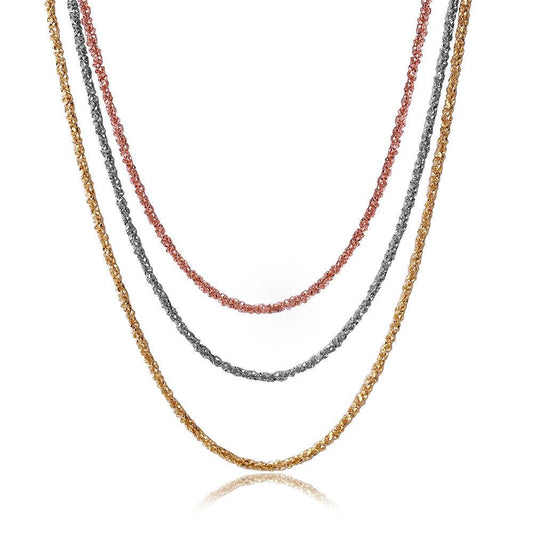 Silver 925 3 Toned Plated 3 Stands Roc Italian Chain - ARN00001TRI | Silver Palace Inc.
