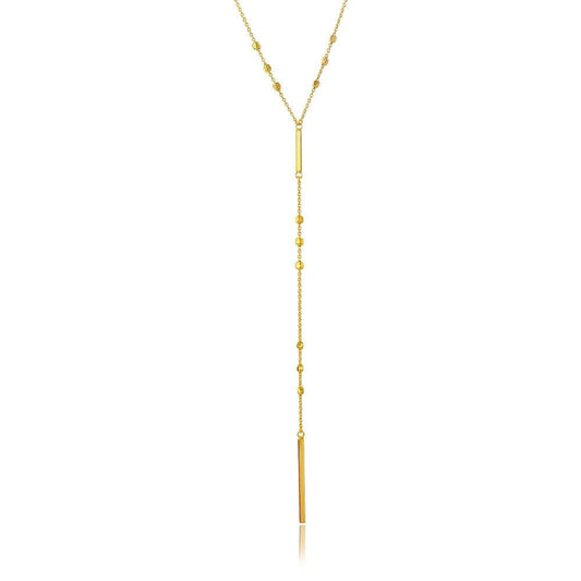 Silver 925 Gold Plated Beaded Necklace With A Drop Tag - ARN00013GP | Silver Palace Inc.