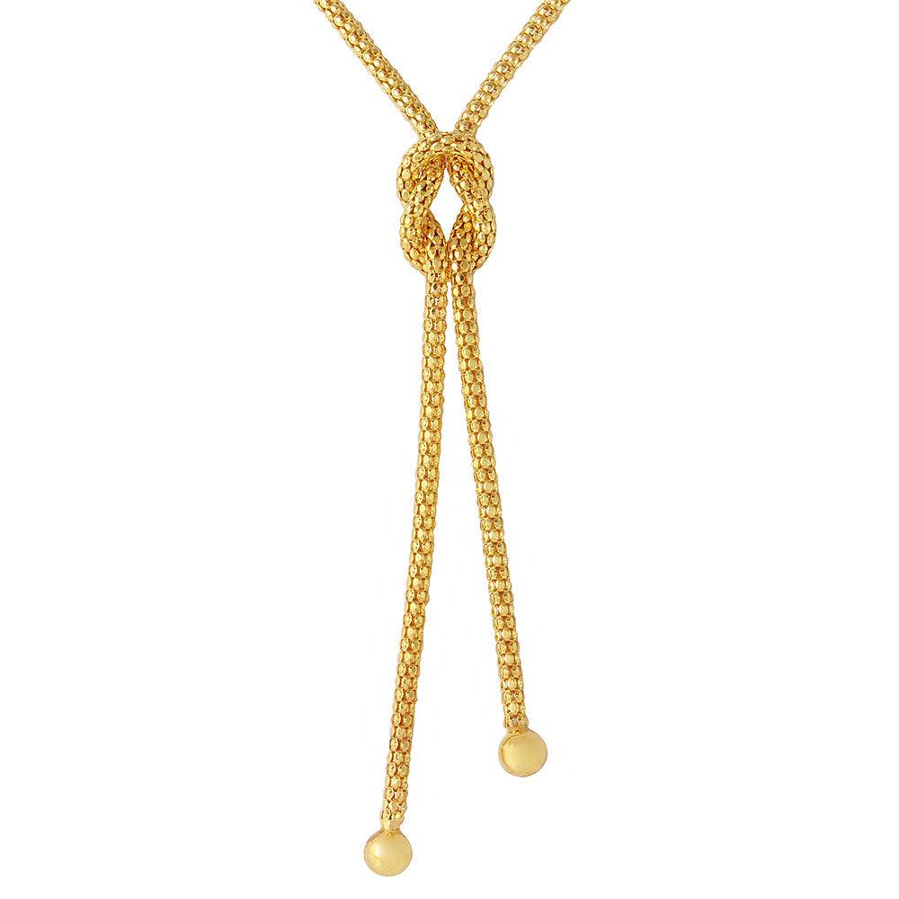 Silver 925 Gold Plated Dangling Knot Necklace - ARN00015GP | Silver Palace Inc.