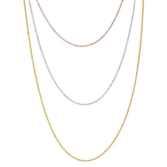 Silver 925 3 Toned 3 Strands Roc Chain Necklace - ARN00018TRI | Silver Palace Inc.