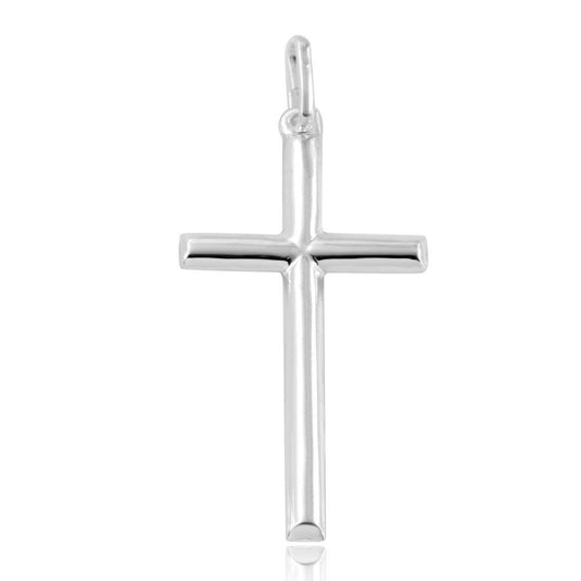 Silver 925 Rhodium Plated Plain Cross Pendant - ARP00009 | Silver Palace Inc.