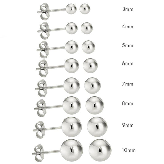 Silver 925 High Polished Bead Stud Earrings - BD-STUD-SL | Silver Palace Inc.