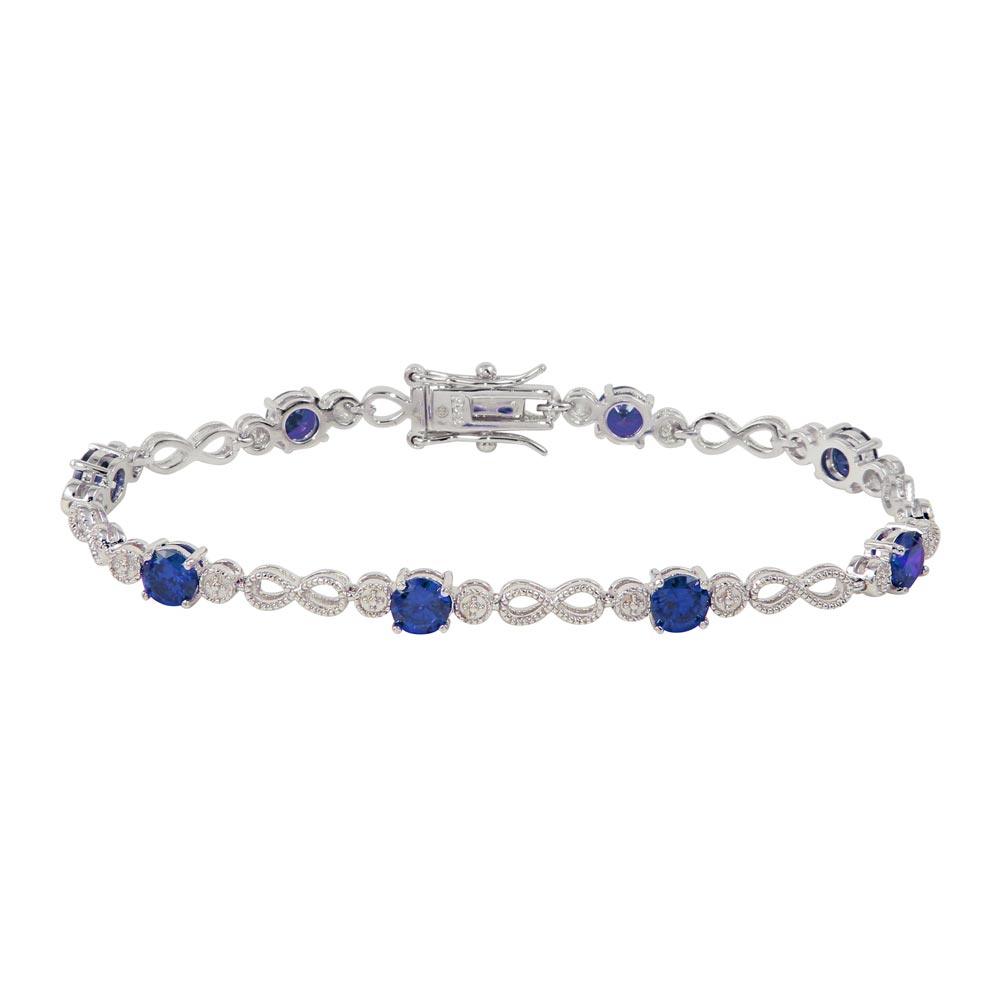 Silver 925 Blue CZ Infinity Tennis Bracelet - BGB00313BLU | Silver Palace Inc.