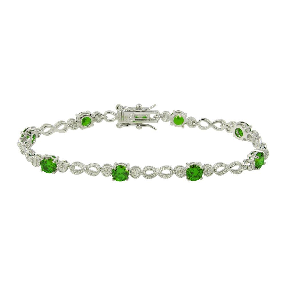 Silver 925 Green CZ Infinity Tennis Bracelet - BGB00313GRN | Silver Palace Inc.