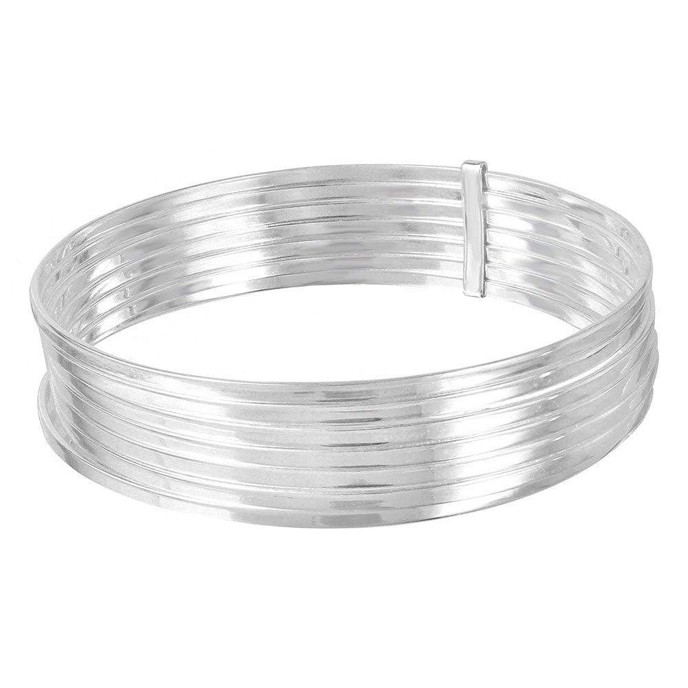 Silver 925 High Polished Plain Semanario Bangle Bracelet - BG125 | Silver Palace Inc.