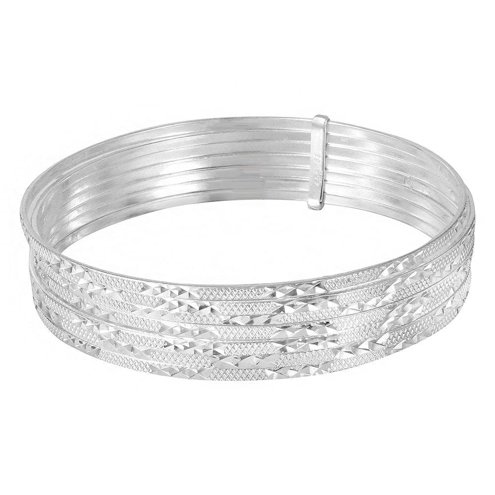 Silver 925 High Polished Diamond Cut Semanario Bangle Bracelet - BG136 | Silver Palace Inc.