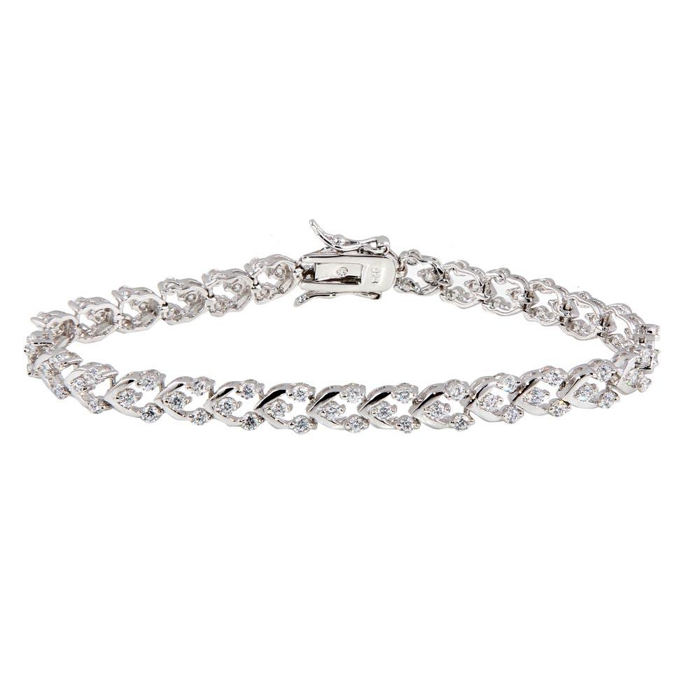 Silver 925 Rhodium Plated Clear Tennis CZ Bracelet - BGB00057 | Silver Palace Inc.