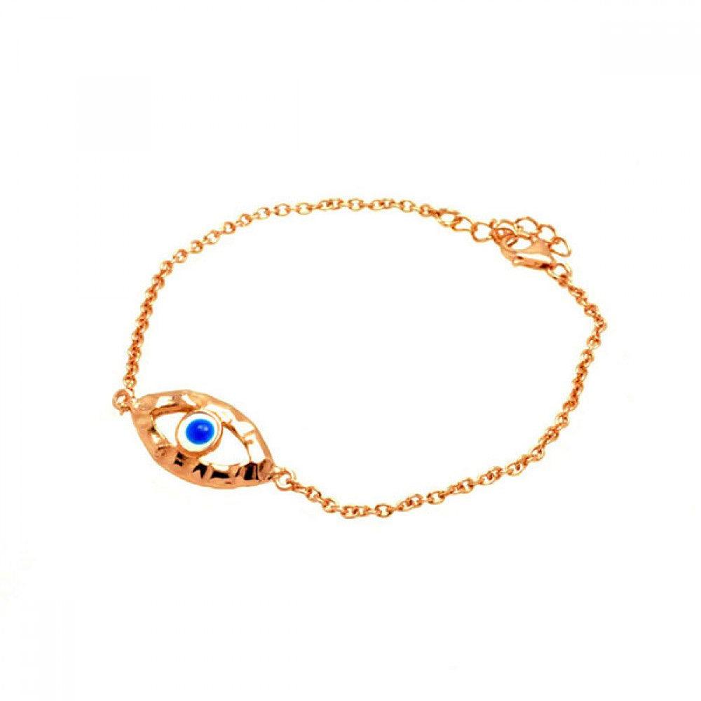 Silver 925 Rose Gold Plated Open Evil Eye CZ Bracelet - BGB00137 | Silver Palace Inc.