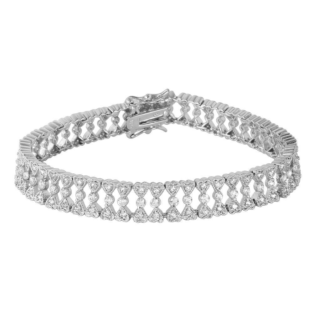 Silver 925 Small CZ Hearts Bracelet - BGB00163 | Silver Palace Inc.