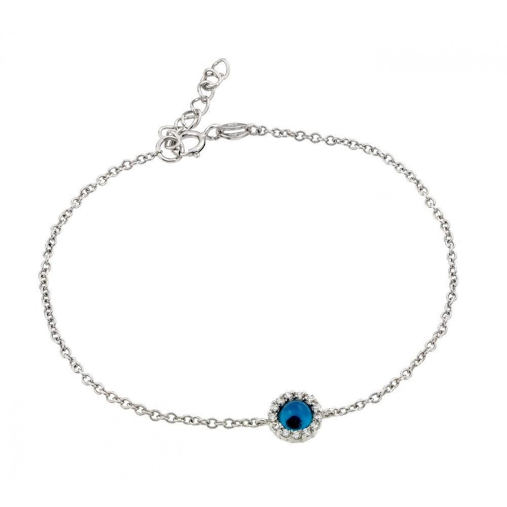 Silver 925 Rhodium Plated Evil Eye CZ Bracelet - BGB00168 | Silver Palace Inc.