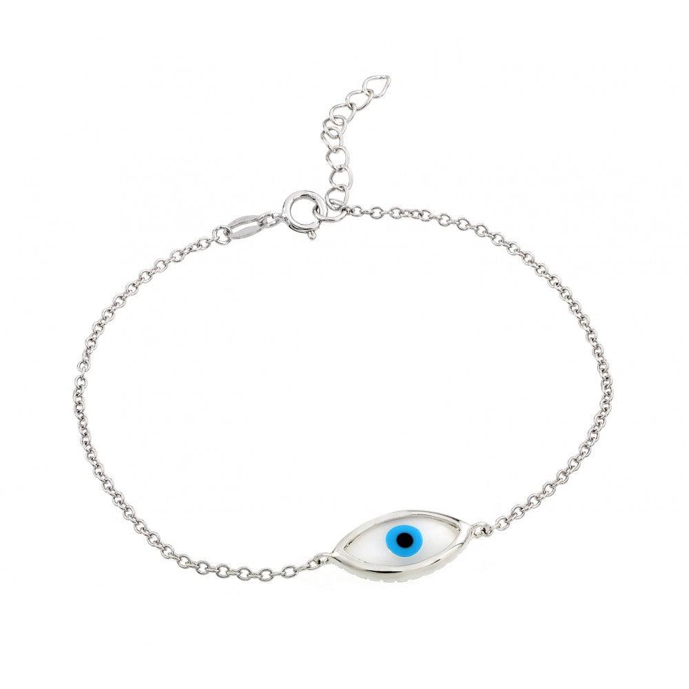 Silver 925 Rhodium Plated Evil Eye CZ Bracelet - BGB00173 | Silver Palace Inc.