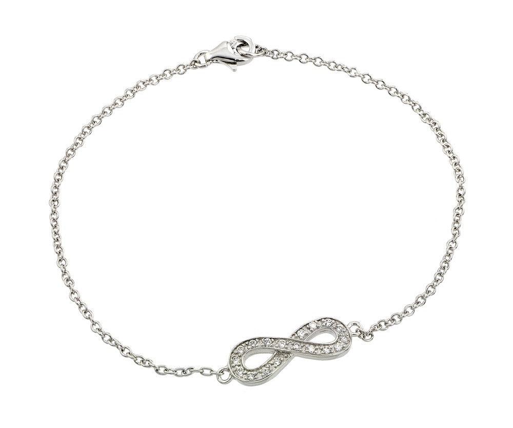 Silver 925 Rhodium Plated Infinity CZ Bracelet - BGB00182 | Silver Palace Inc.