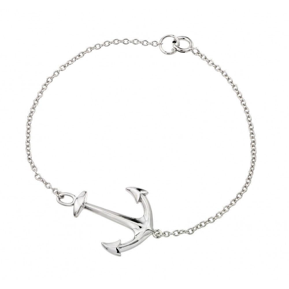 Silver 925 Rhodium Plated Anchor Bracelet - BGB00187 | Silver Palace Inc.