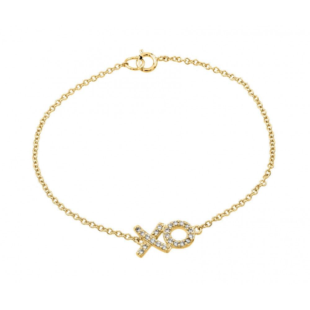 Silver 925 Gold Plated XO CZ Bracelet - BGB00190GP | Silver Palace Inc.