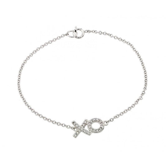 Silver 925 Rhodium Plated XO CZ Bracelet - BGB00190RHD | Silver Palace Inc.