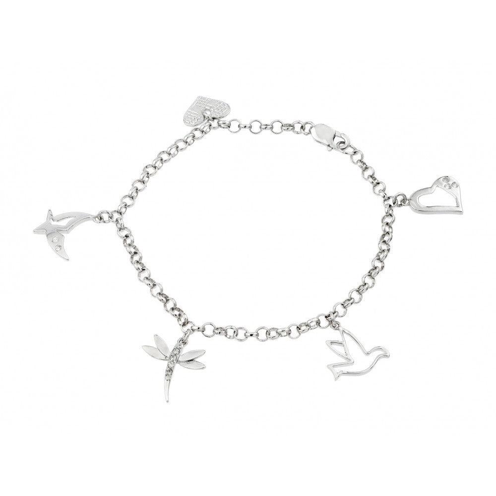 Silver 925 Rhodium Plated Figures Bracelet - BGB00218 | Silver Palace Inc.