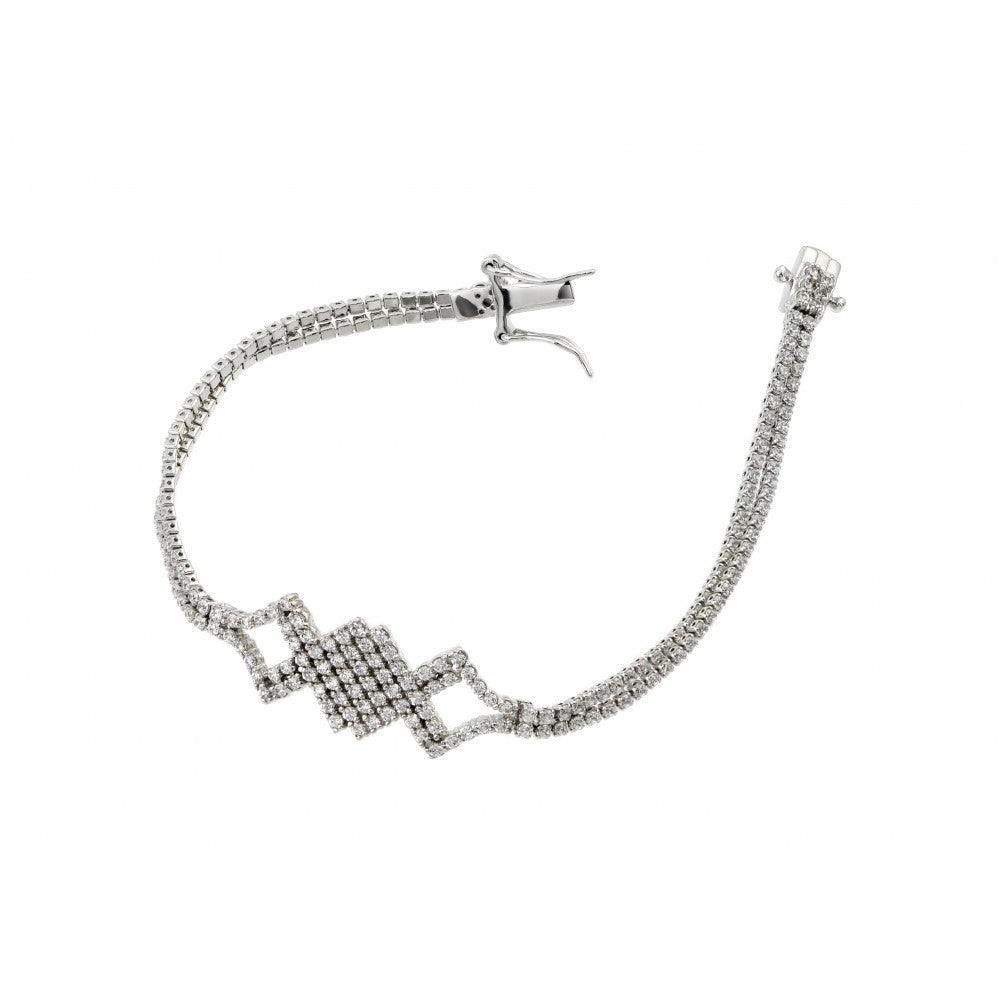 Silver 925 Rhodium Plated Symmetrical Pattern Bracelet - BGB00222 | Silver Palace Inc.