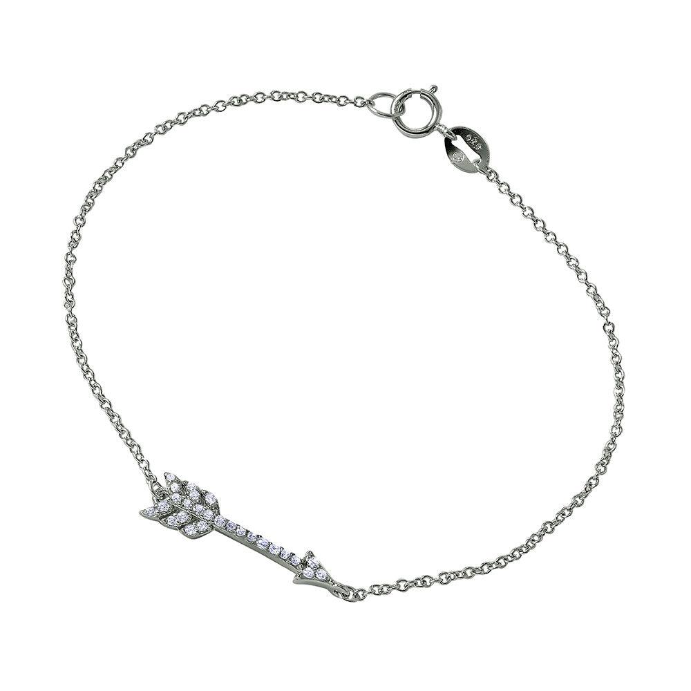 Silver 925 Rhodium Plated Arrow CZ Bracelet - BGB00232 | Silver Palace Inc.