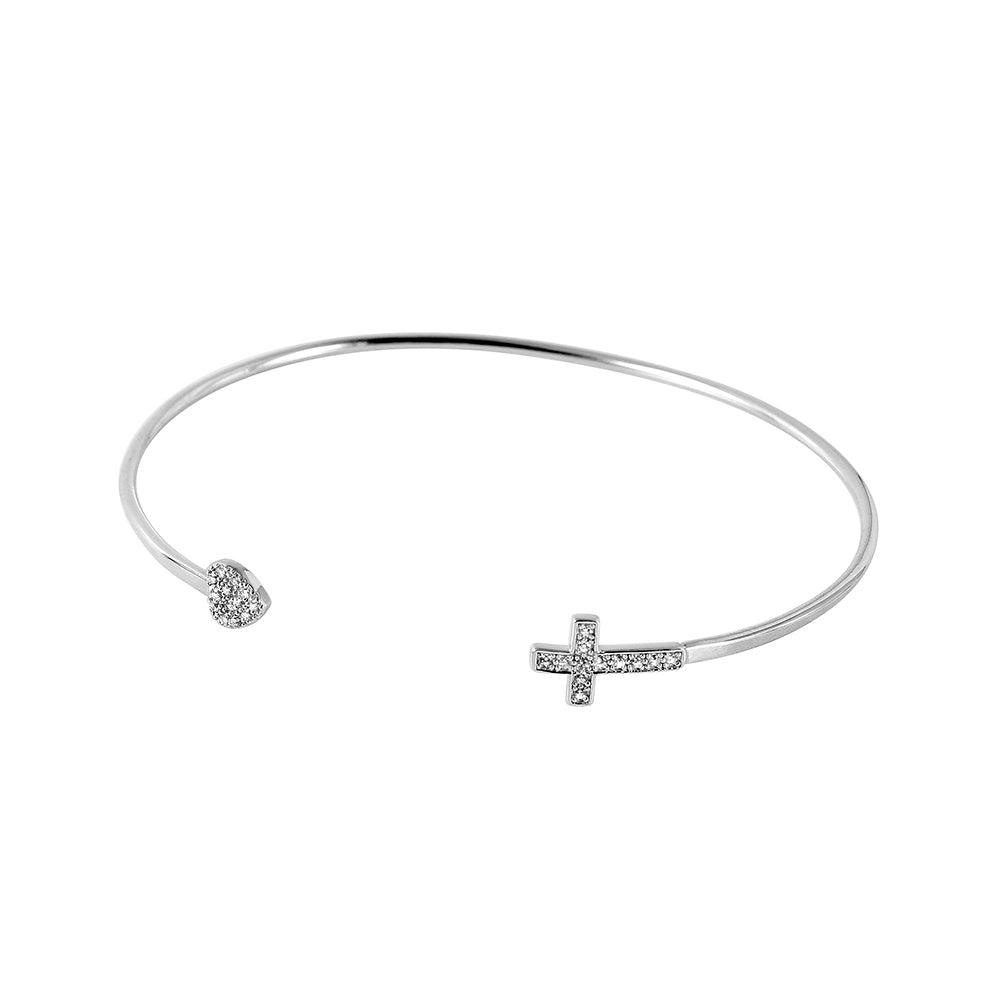 Silver 925 Rhodium Plated Cross Bracelet - BGB00237 | Silver Palace Inc.