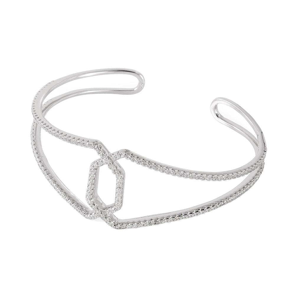 Silver 925 Rhodium Plated Bangle Bracelet - BGB00239 | Silver Palace Inc.