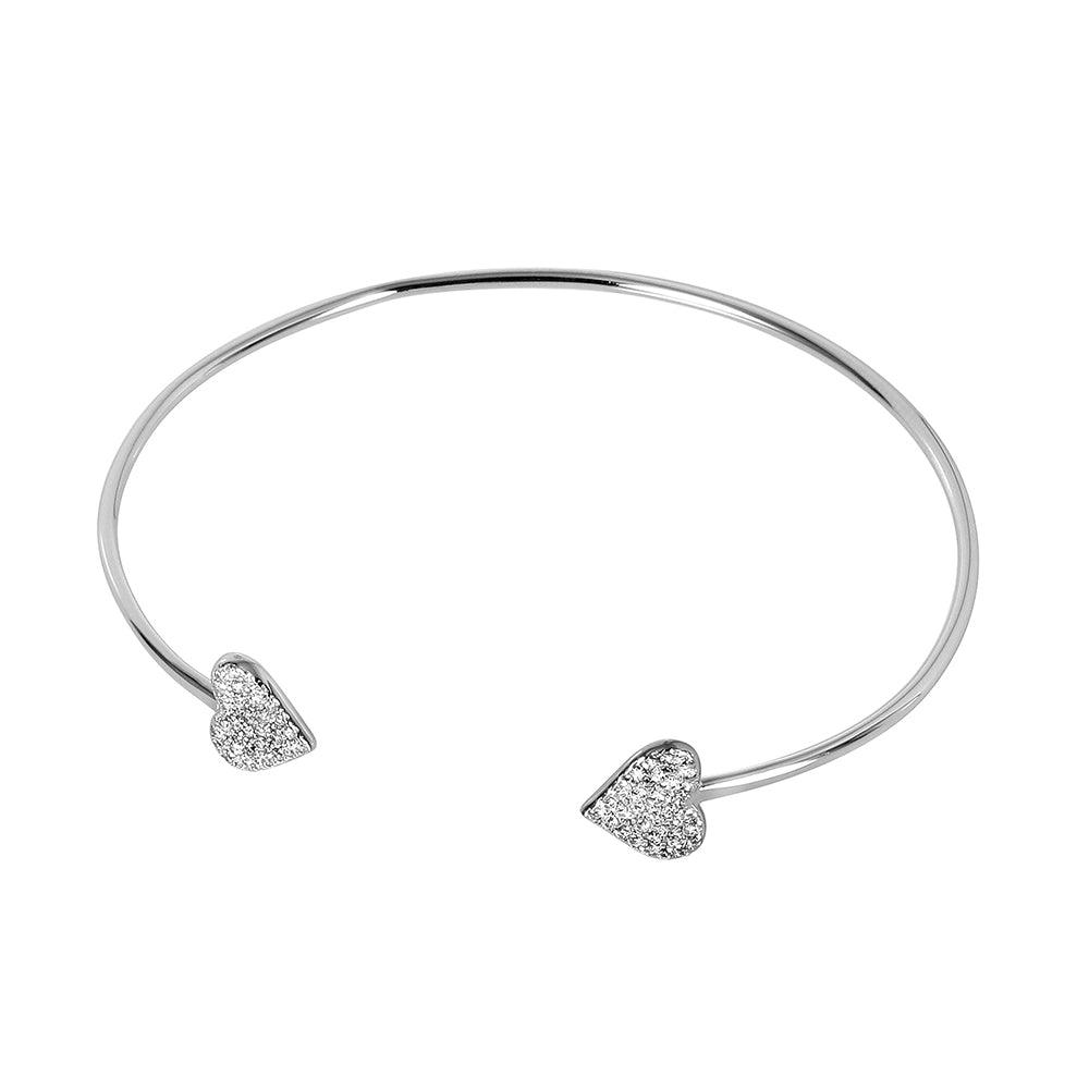 Silver 925 Rhodium Plated Heart Bracelet - BGB00240 | Silver Palace Inc.