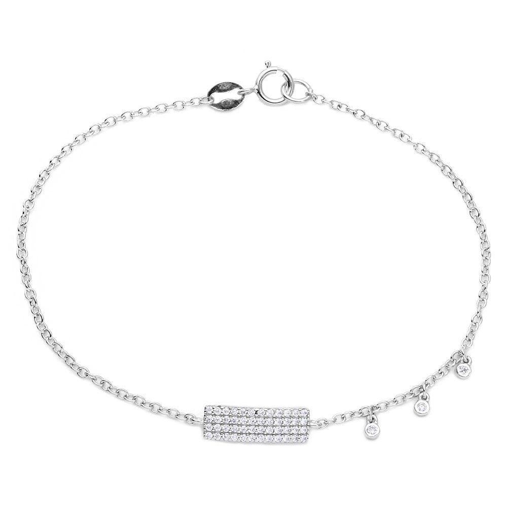 Silver 925 Rhodium Plated CZ Encrusted Bar Bracelet - BGB00281 | Silver Palace Inc.