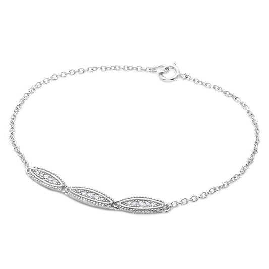 Silver 925 Rhodium Plated 3 Oval Designed CZ Bracelet - BGB00282 | Silver Palace Inc.