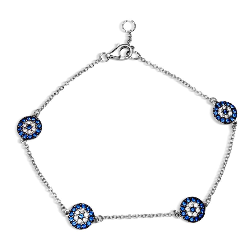 Silver 925 Black Rhodium and Rhodium Plated Evil Eye Bracelet - BGB00291 | Silver Palace Inc.