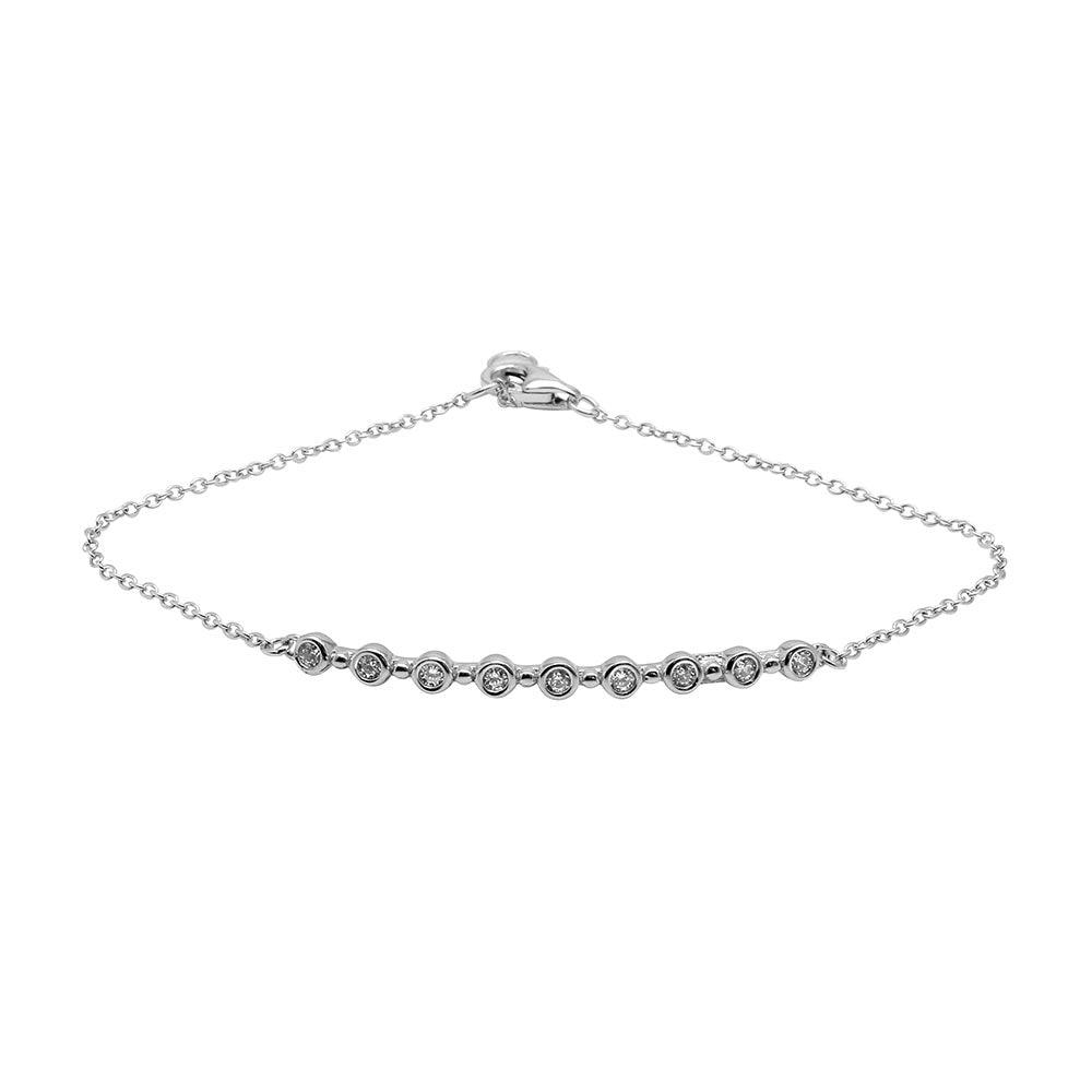 Silver 925 Rhodium Plated Round CZ Bar Bracelet with CZ - BGB00299 | Silver Palace Inc.