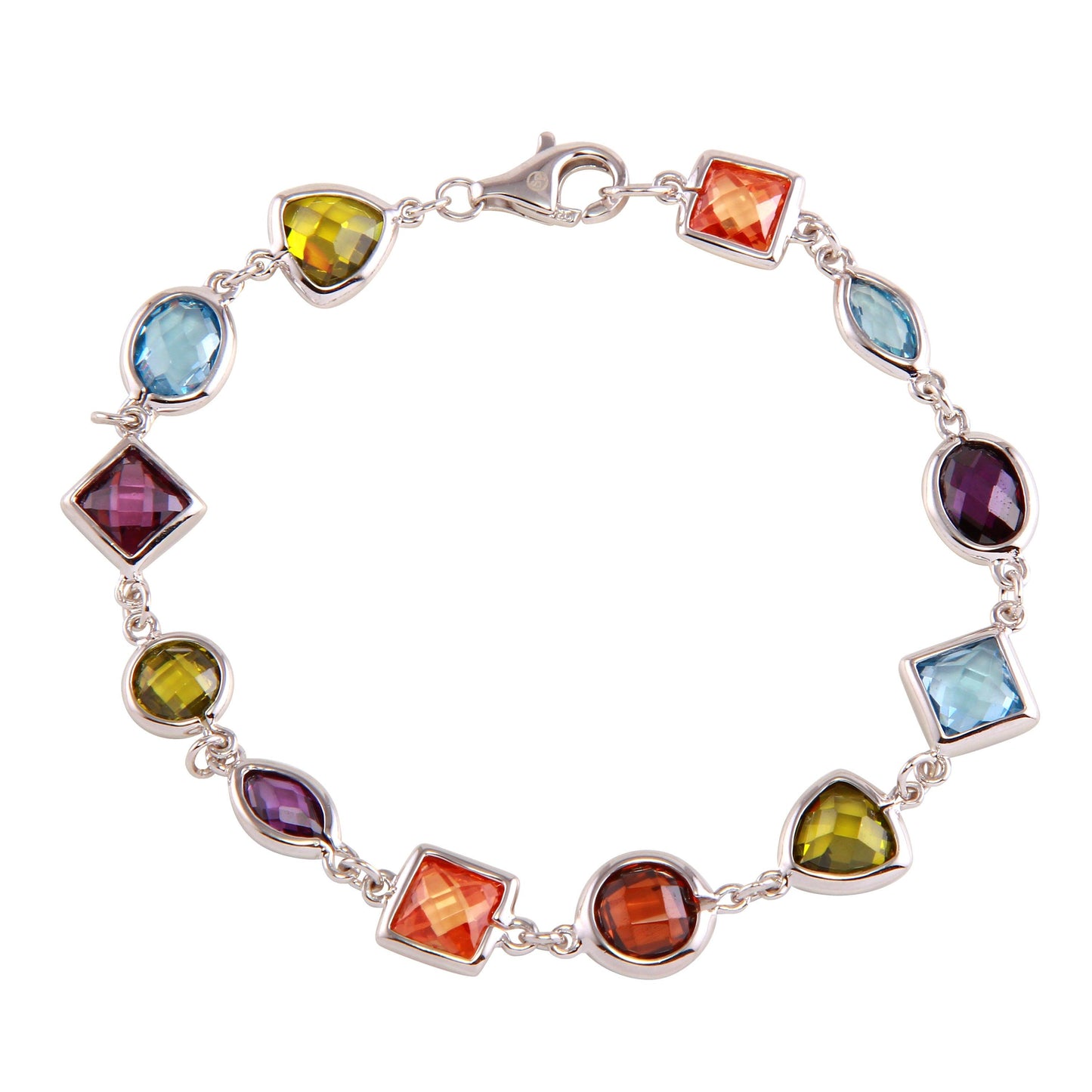 Silver 925 Multi-Color Mixed CZ Stone Bracelet - BGB00307 | Silver Palace Inc.