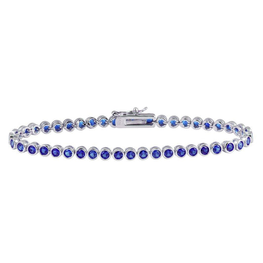 Silver 925 Rhodium Plated 4mm Round CZ Blue Tennis Bracelet - BGB00327BLU | Silver Palace Inc.