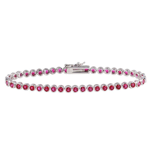 Silver 925 Rhodium Plated 4mm Round CZ Red Tennis Bracelet - BGB00327RED | Silver Palace Inc.