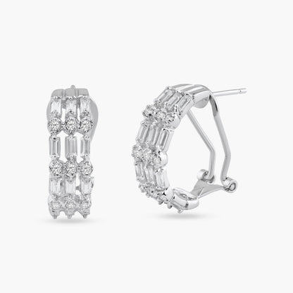 Silver 925 Rhodium Plated 3 Strand CZ Earrings - BGE00220 | Silver Palace Inc.