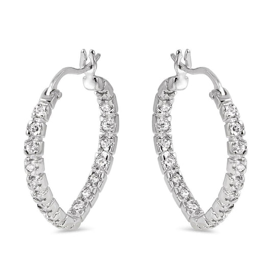 Silver 925 Rhodium Plated CZ Earrings - BGE00230 | Silver Palace Inc.