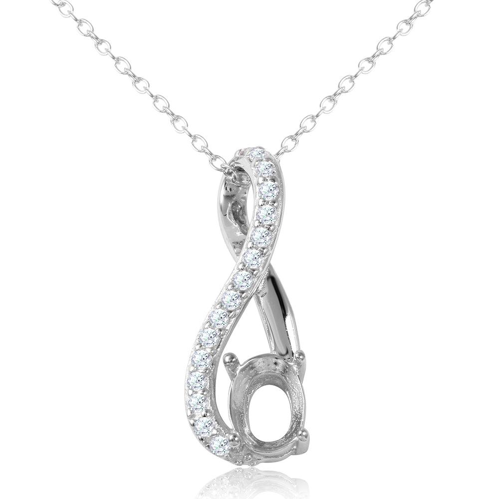 Silver 925 Rhodium Plated Infinity with CZ and Mounting Necklace - BGP00909 | Silver Palace Inc.