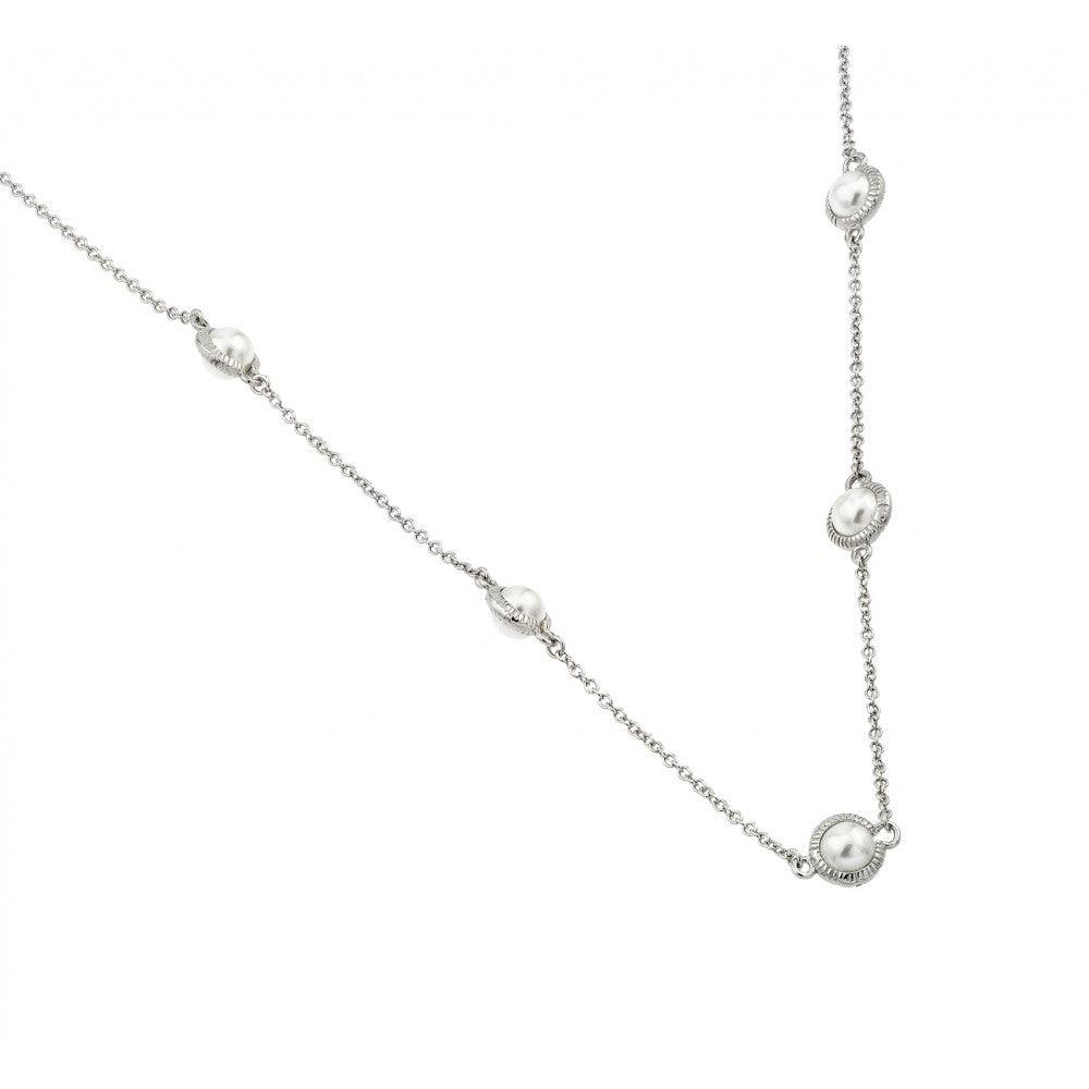Silver 925 Rhodium Plated Pearl Necklace - BGP00984 | Silver Palace Inc.