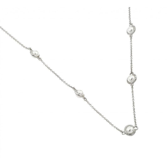 Silver 925 Rhodium Plated Pearl Necklace - BGP00984 | Silver Palace Inc.