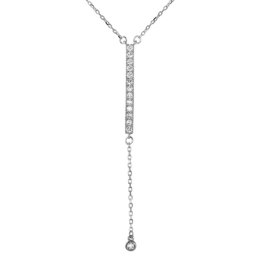 Silver 925 Rhodium Plated Drop Necklace with CZ - BGP01026 | Silver Palace Inc.