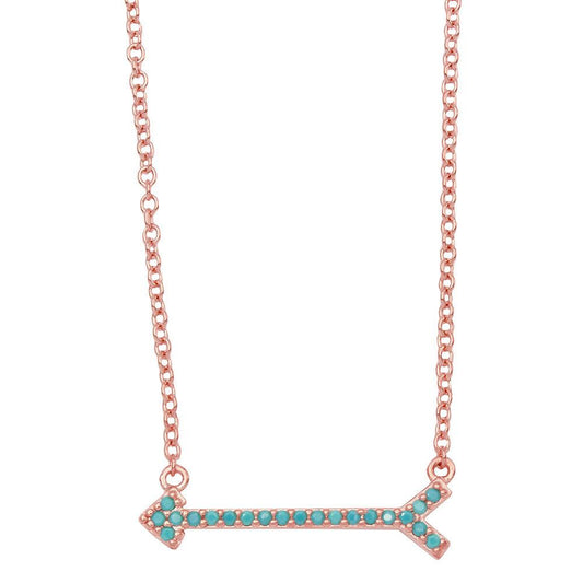 Silver 925 Rose Gold Arrow Necklace with Turquoise Stones - BGP01157RGP | Silver Palace Inc.
