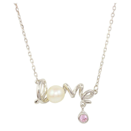 Silver 925 Rhodium Plated Love Word Necklace - BGP01226 | Silver Palace Inc.