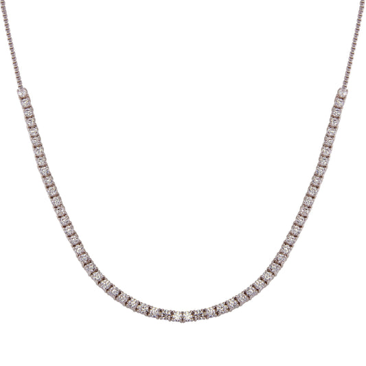 Silver 925 Rhodium Plated Adjustable Tennis CZ Necklace - BGP01258 | Silver Palace Inc.