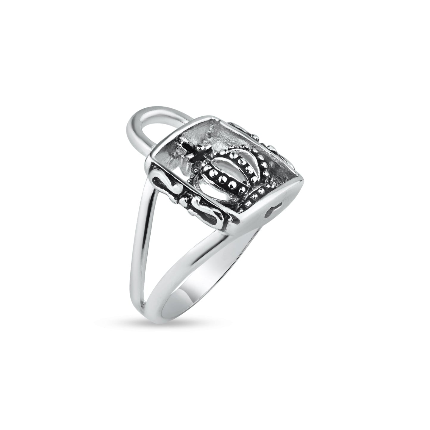 Closeout-Silver 925 Rhodium Plated Crown Ring - BGR00035