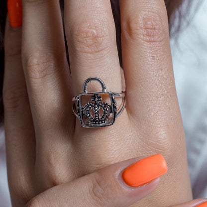 Closeout-Silver 925 Rhodium Plated Crown Ring - BGR00035
