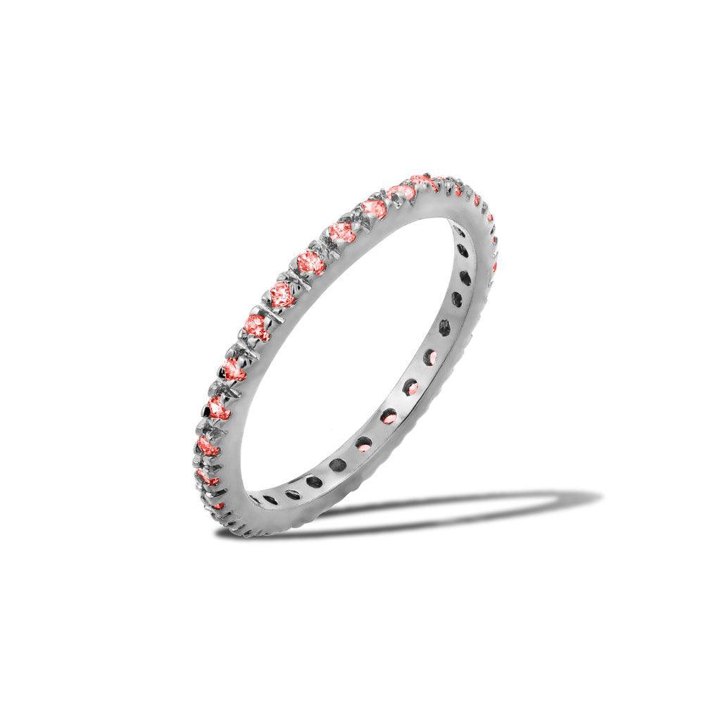 Silver 925 Rhodium Plated Plated Birthstone Inlay Eternity Ring July - BGR00339JUL | Silver Palace Inc.